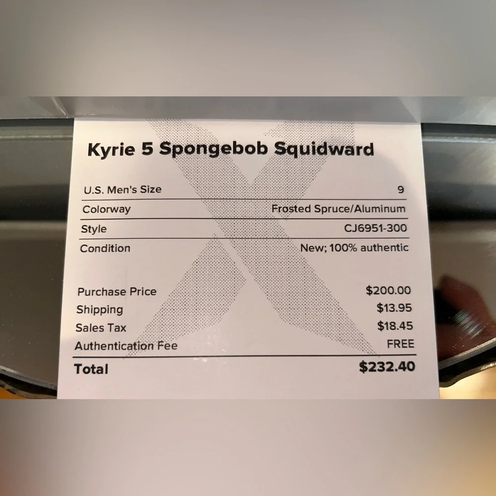 SpongeBob Squidward Kyrie 5 Nike Authentic Men’s Pre-Loved Sneakers - Picture 9 of 9